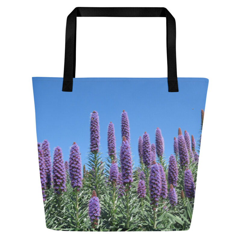 All-Over Print Large Tote Bag Purple Flowers