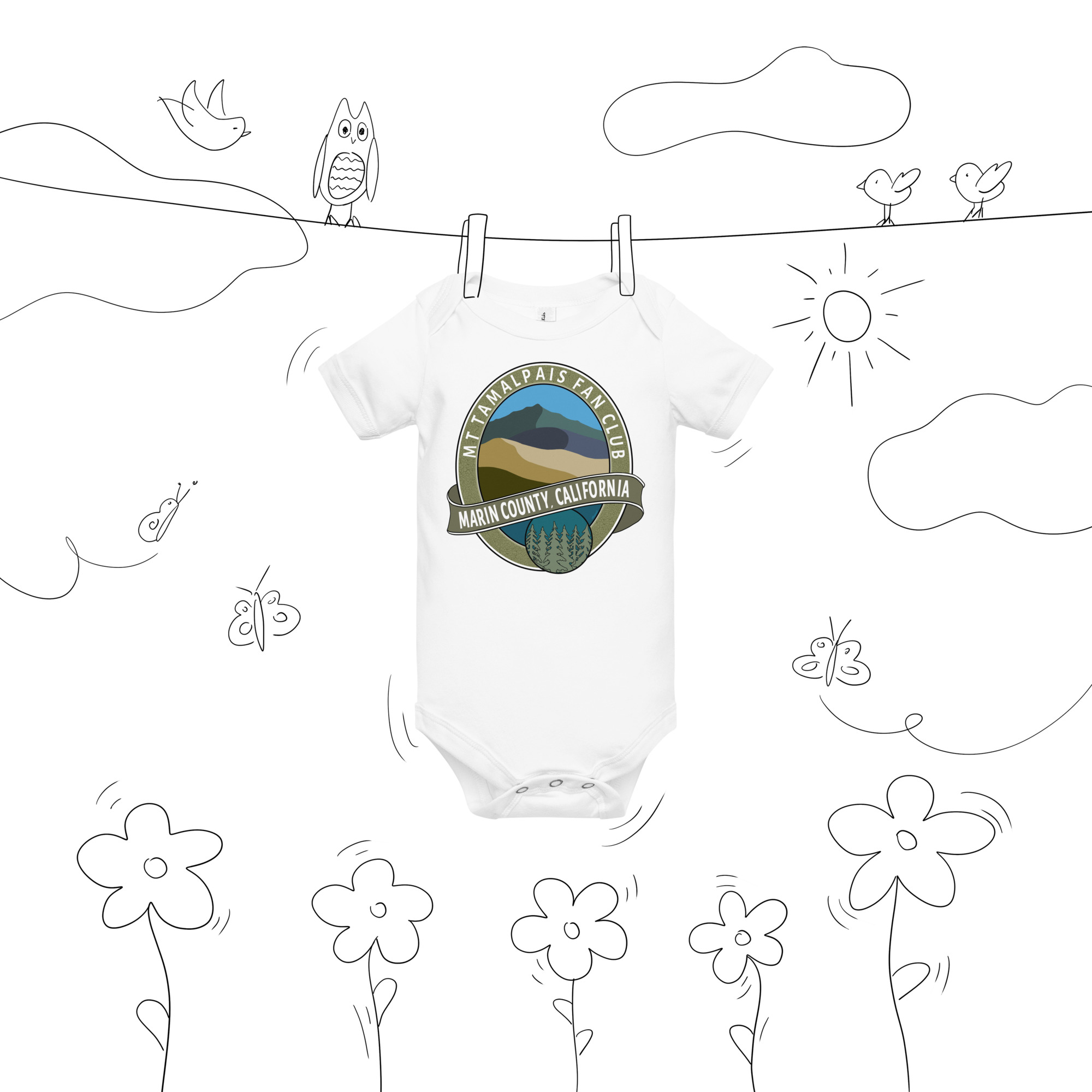 Mt Tamalpais Fan Club Short Sleeve Baby Body Suit - Image 7