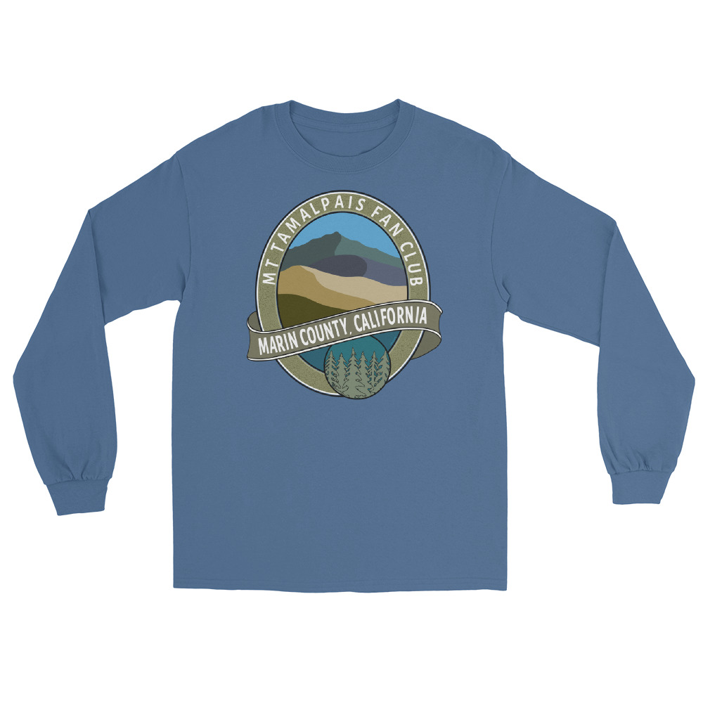 Men's Long Sleeve Shirt Mt Tamalpais Fan Club Marin County California Design