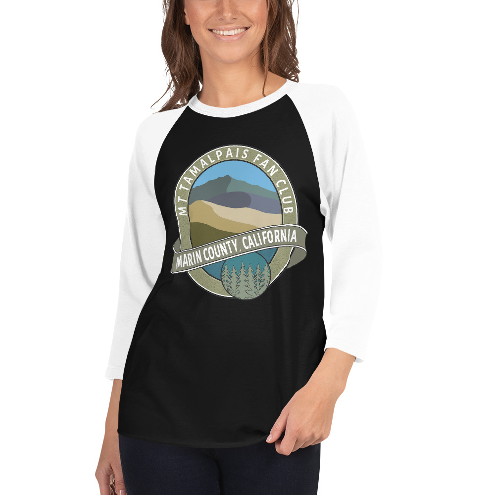 3/4 sleeve raglan shirt Mt Tamalpais Fan Club Marin County CA Graphic Design - Image 2
