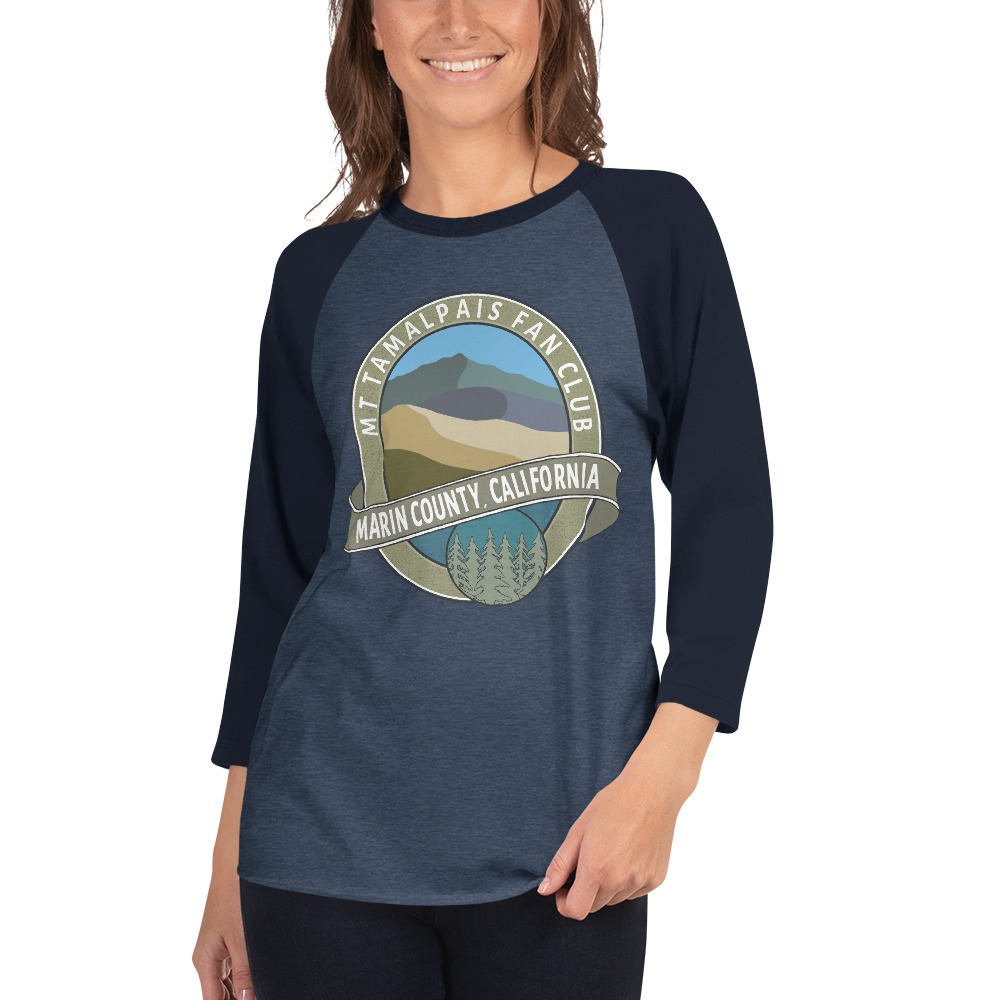 3/4 sleeve raglan shirt Mt Tamalpais Fan Club Marin County CA Graphic Design - Image 3