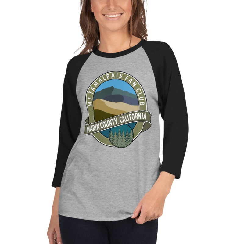 3/4 sleeve raglan shirt Mt Tamalpais Fan Club Marin County CA Graphic Design