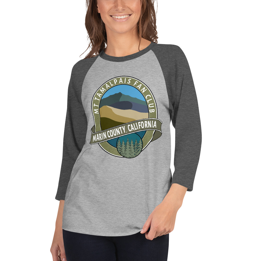 3/4 sleeve raglan shirt Mt Tamalpais Fan Club Marin County CA Graphic Design - Image 5