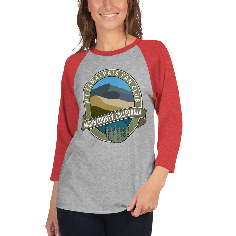 3/4 sleeve raglan shirt Mt Tamalpais Fan Club Marin County CA Graphic Design - Image 4