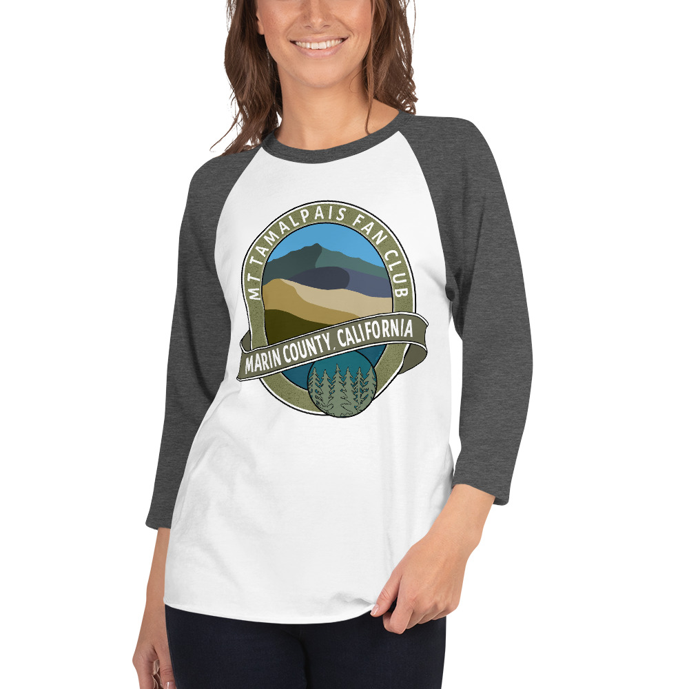 3/4 sleeve raglan shirt Mt Tamalpais Fan Club Marin County CA Graphic Design - Image 10