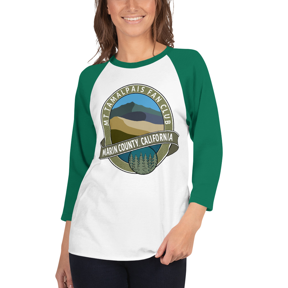 3/4 sleeve raglan shirt Mt Tamalpais Fan Club Marin County CA Graphic Design - Image 11