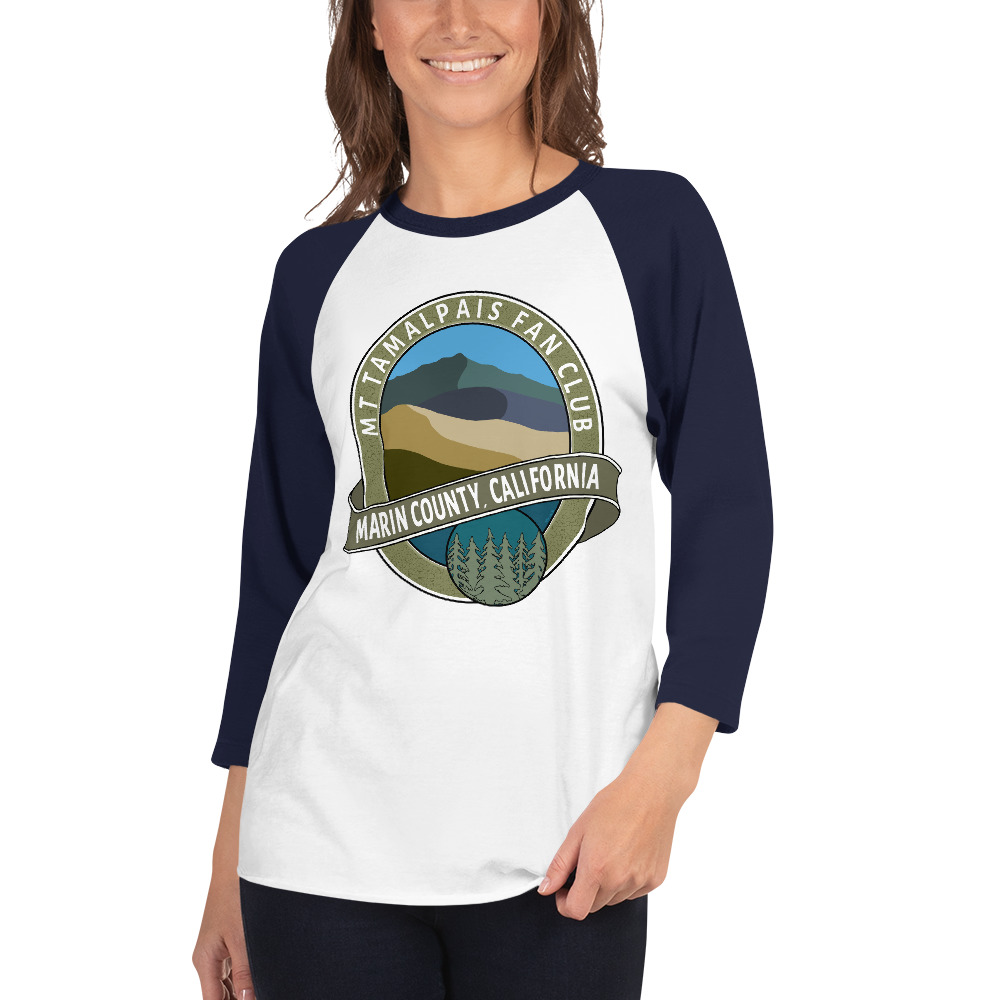 3/4 sleeve raglan shirt Mt Tamalpais Fan Club Marin County CA Graphic Design - Image 7