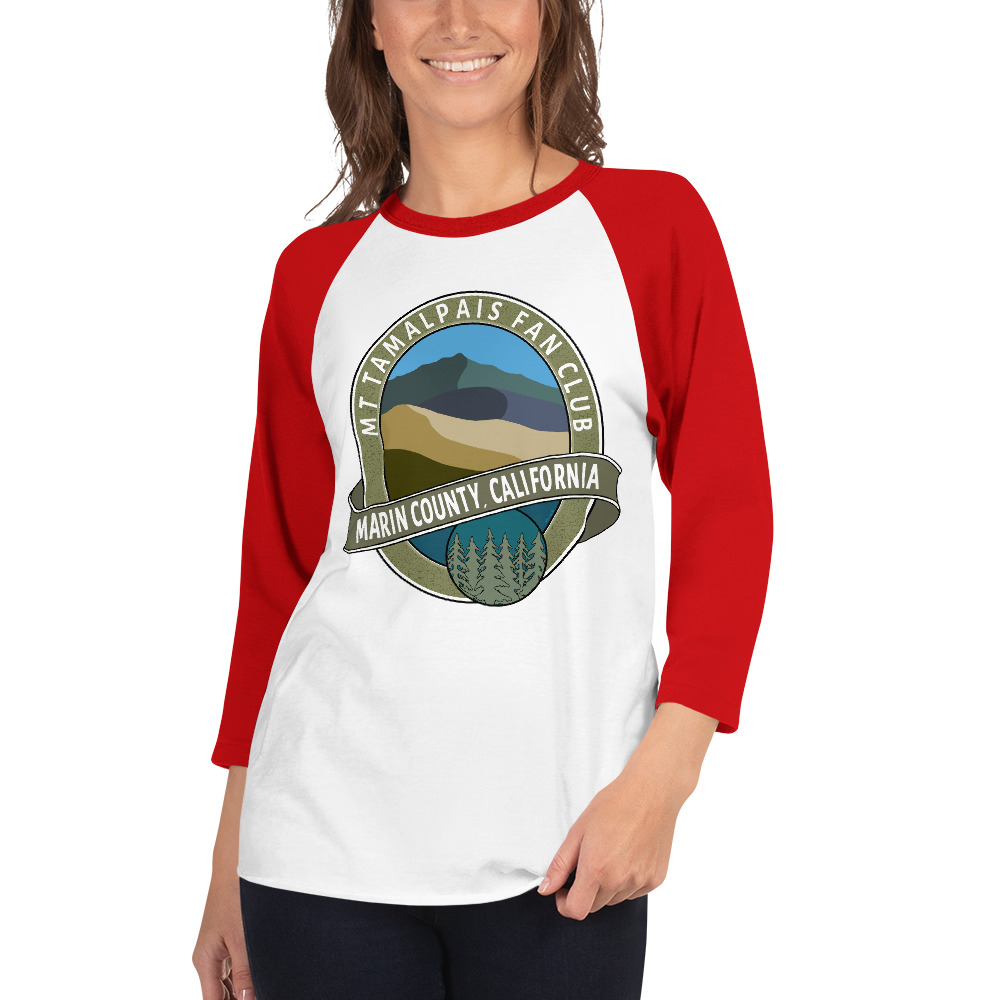 3/4 sleeve raglan shirt Mt Tamalpais Fan Club Marin County CA Graphic Design - Image 9