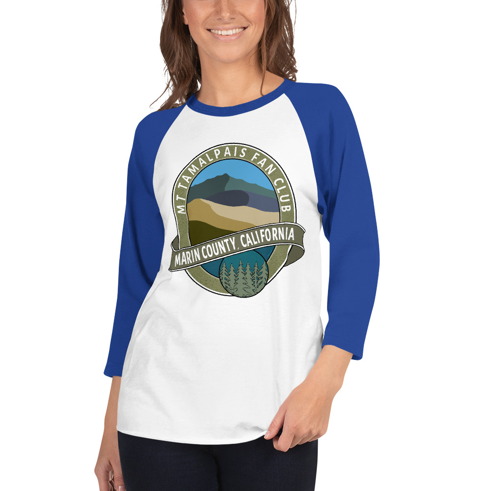 3/4 sleeve raglan shirt Mt Tamalpais Fan Club Marin County CA Graphic Design - Image 8
