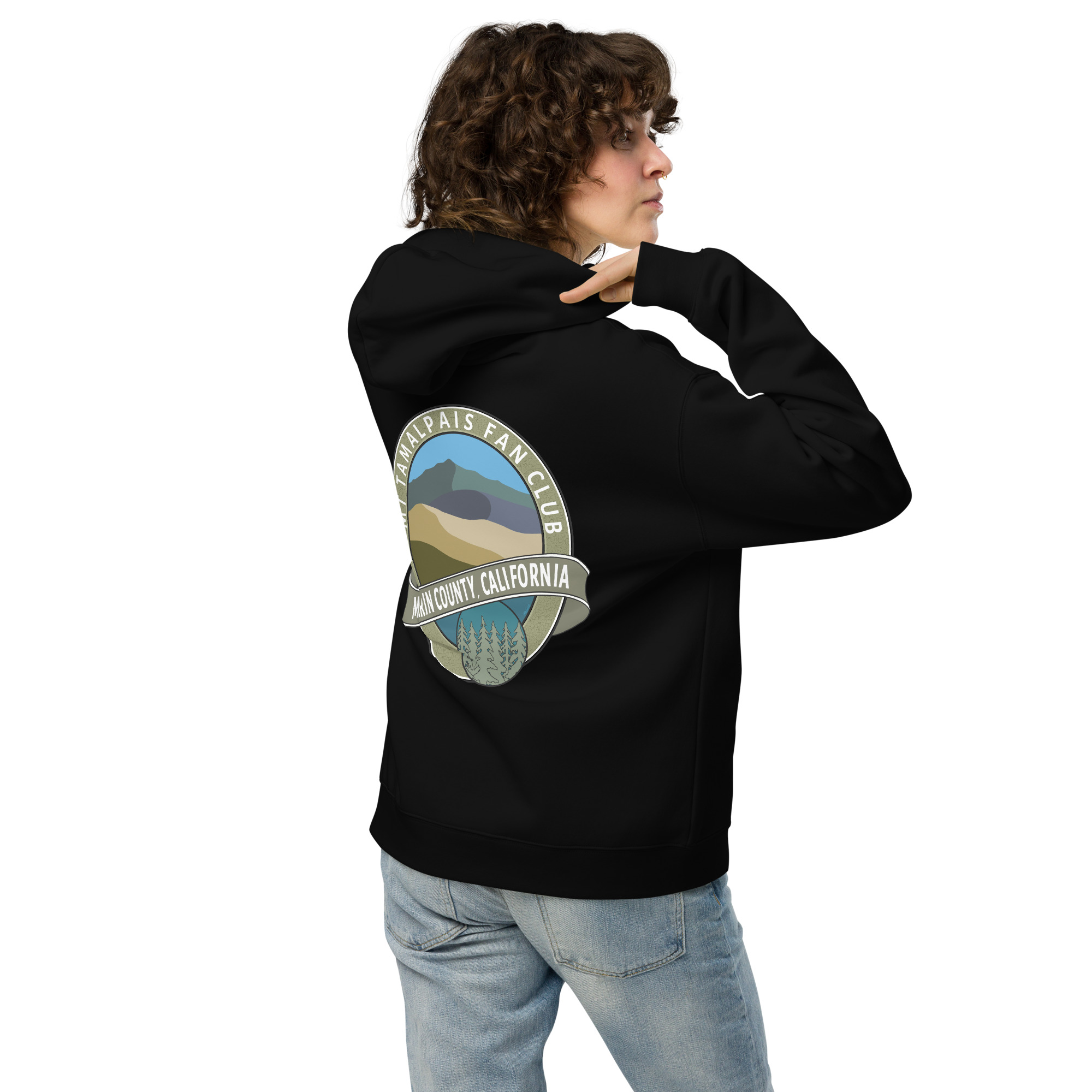 Unisex oversized hoodie Mt Tamalpais Fan Club Marin County CA Graphic Design Back - Image 3