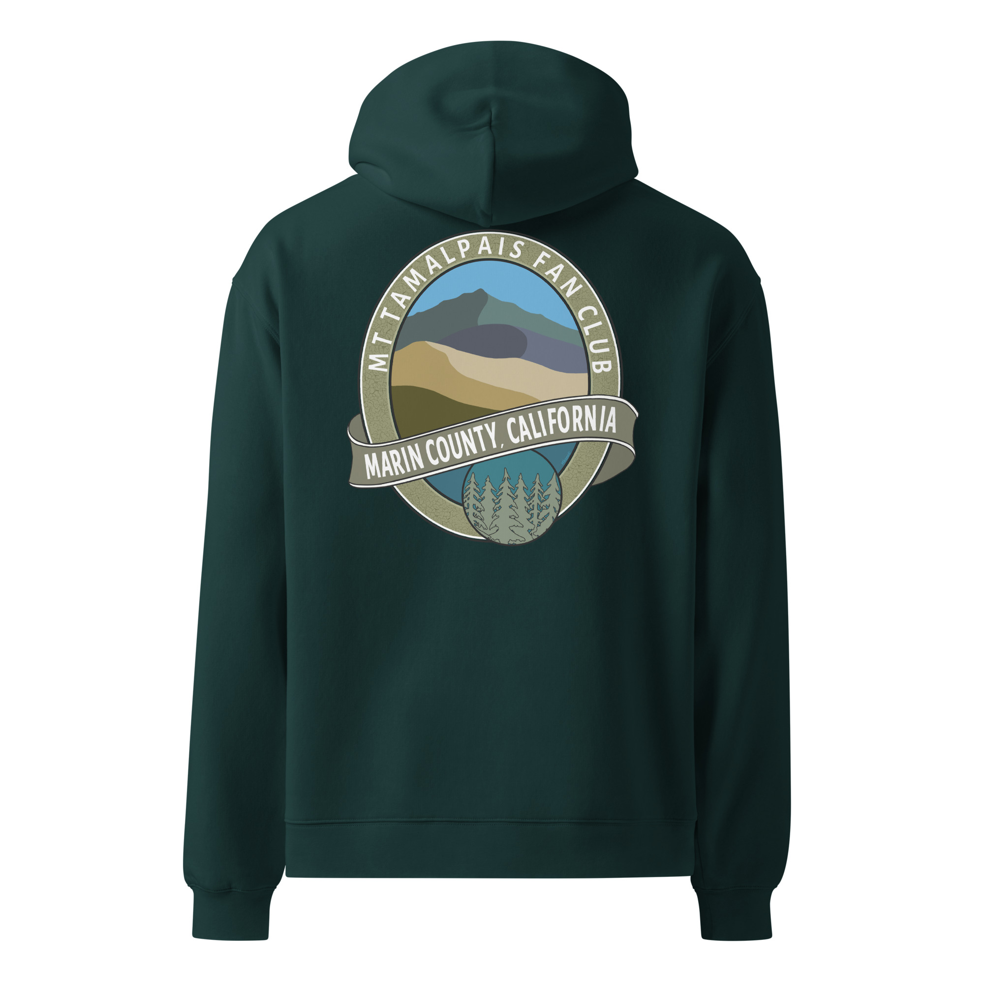 Unisex oversized hoodie Mt Tamalpais Fan Club Marin County CA Graphic Design Back - Image 6