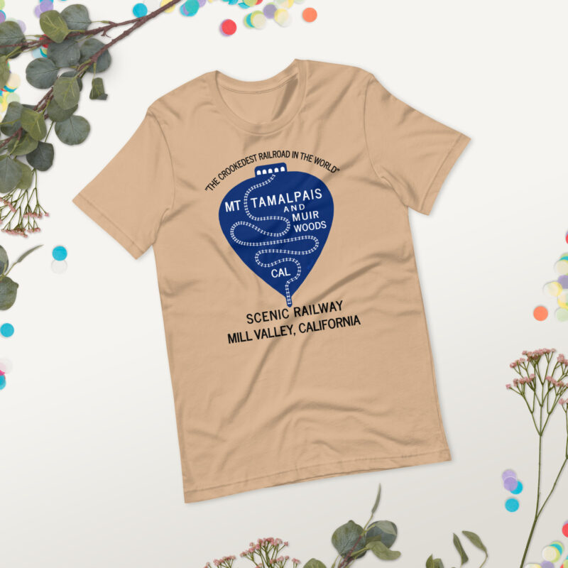 Unisex t-shirt 1911 Crookedest Railroad Mt Tamalpais Muir Woods CA Black Text