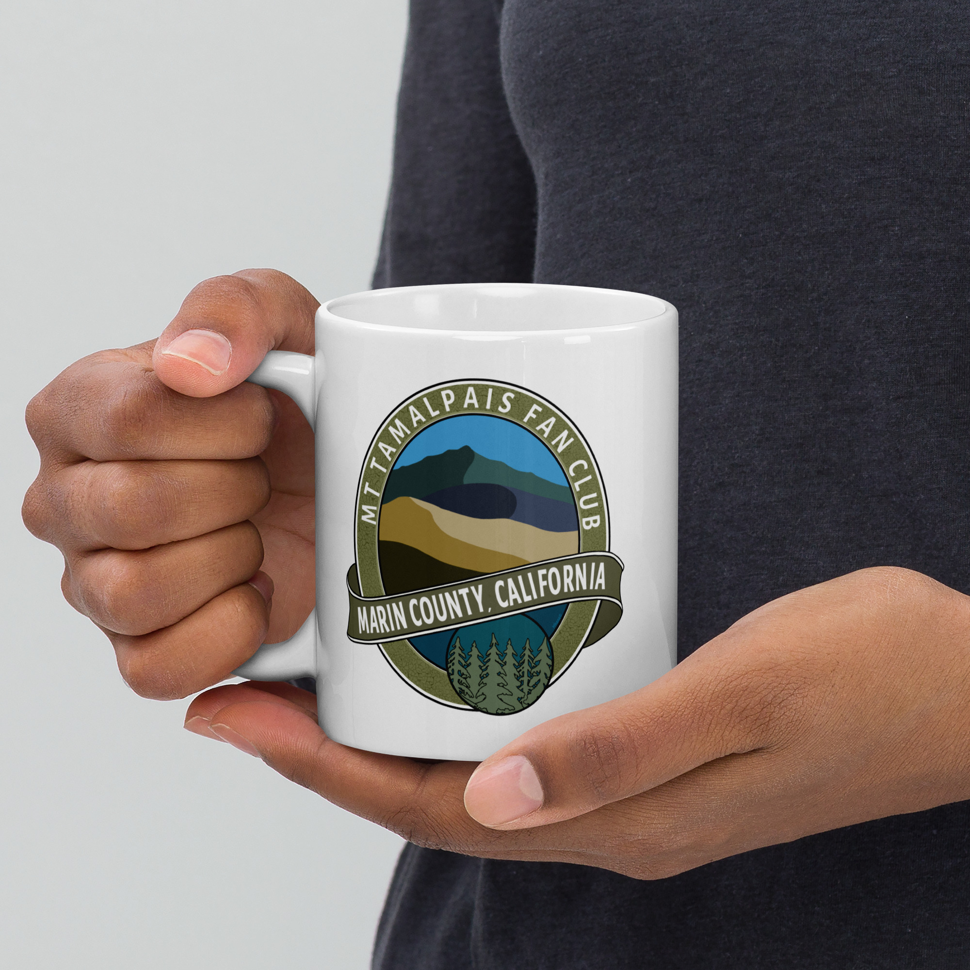 Mt Tamalpais Fan Club Marin County California White glossy Mug - Image 3