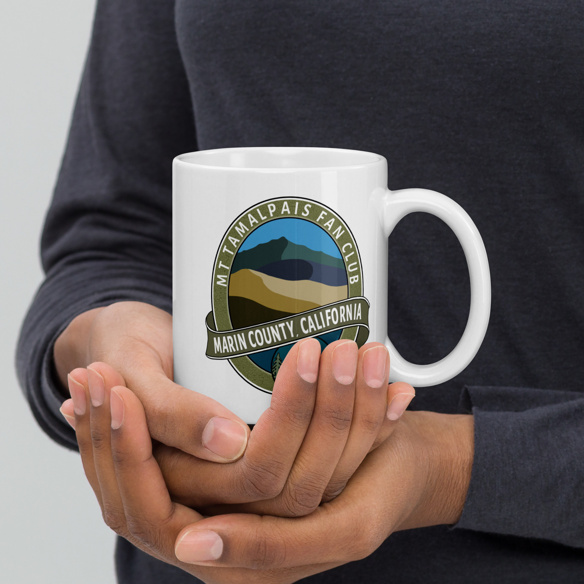 Mt Tamalpais Fan Club Marin County California White glossy Mug - Image 2