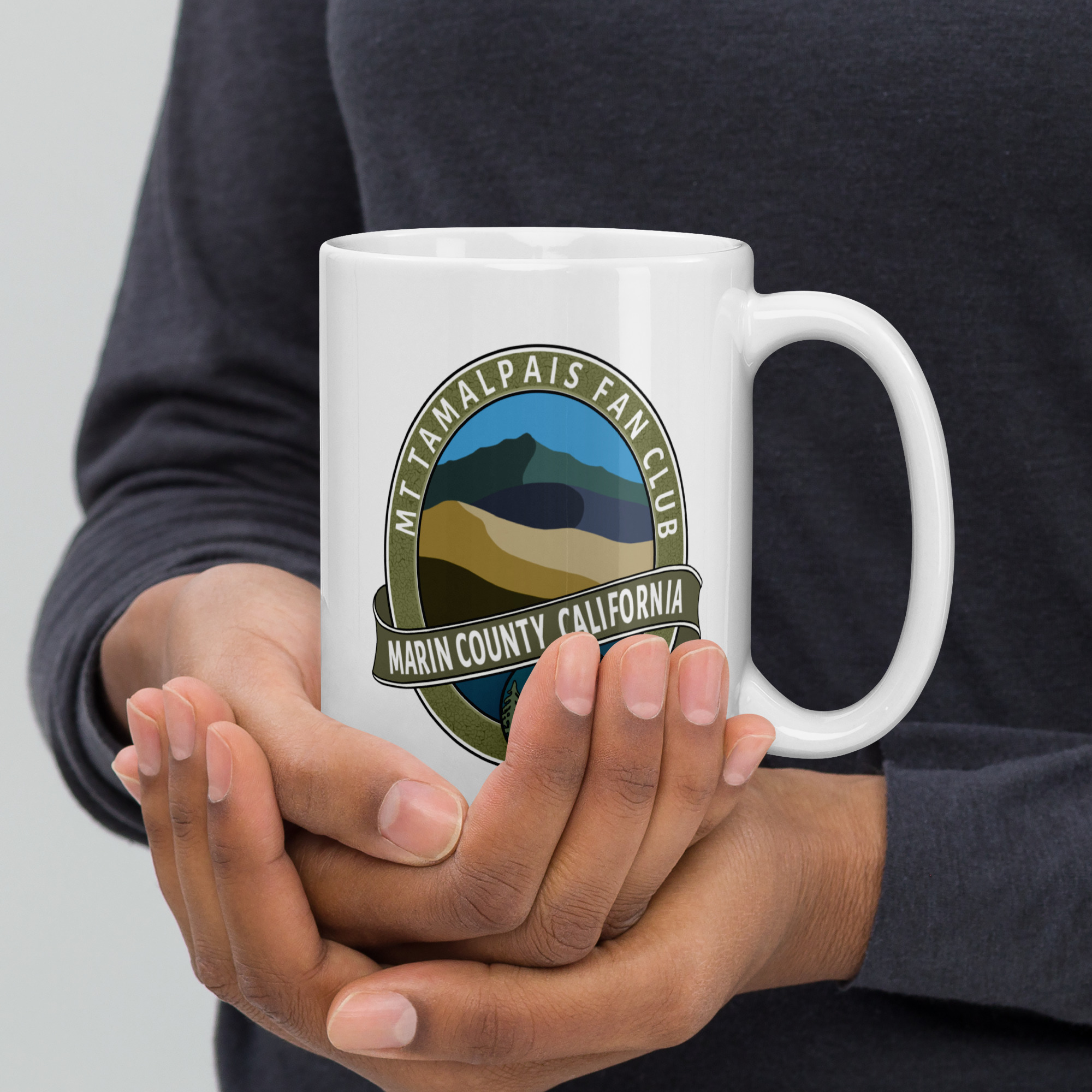 Mt Tamalpais Fan Club Marin County California White glossy Mug - Image 4