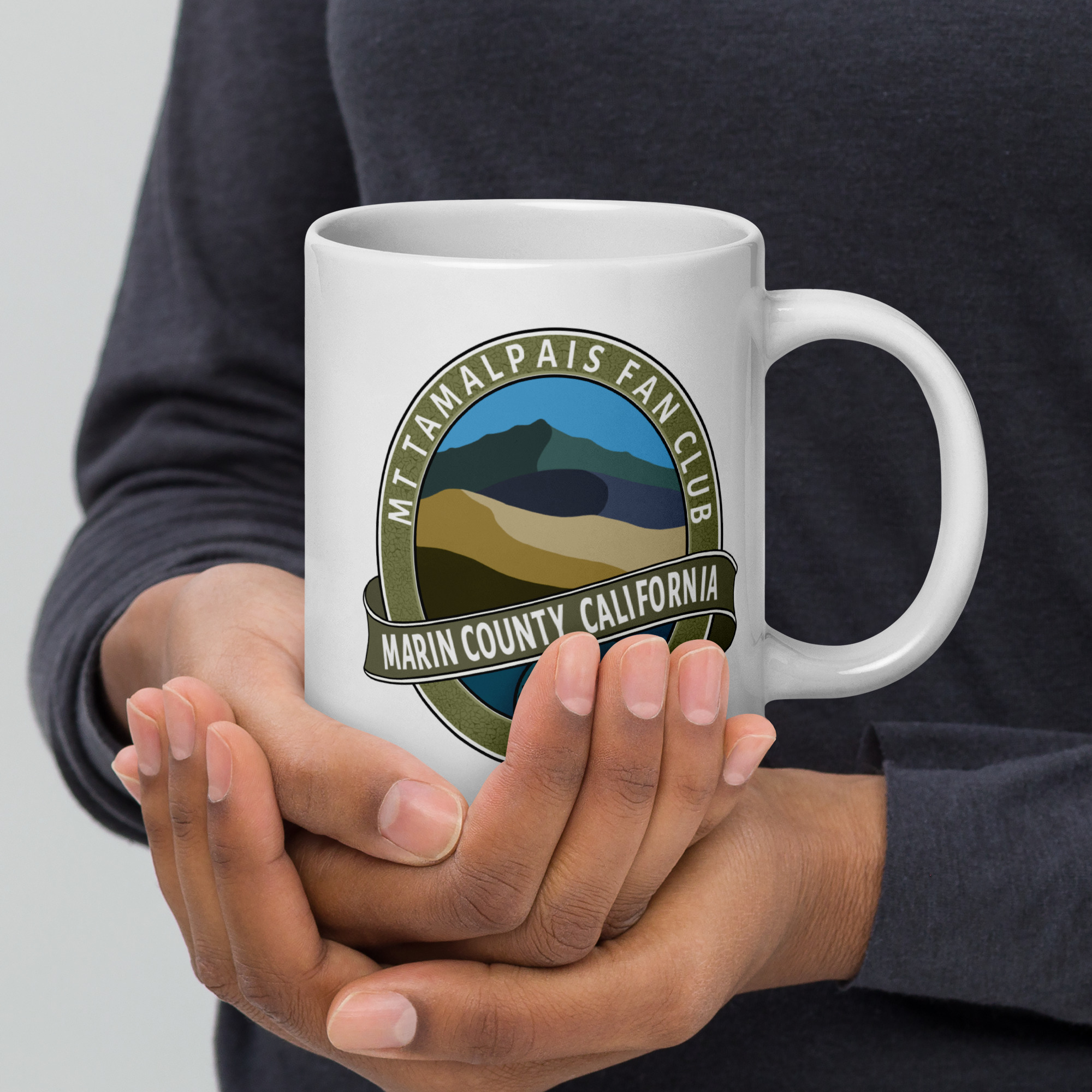 Mt Tamalpais Fan Club Marin County California White glossy Mug - Image 5