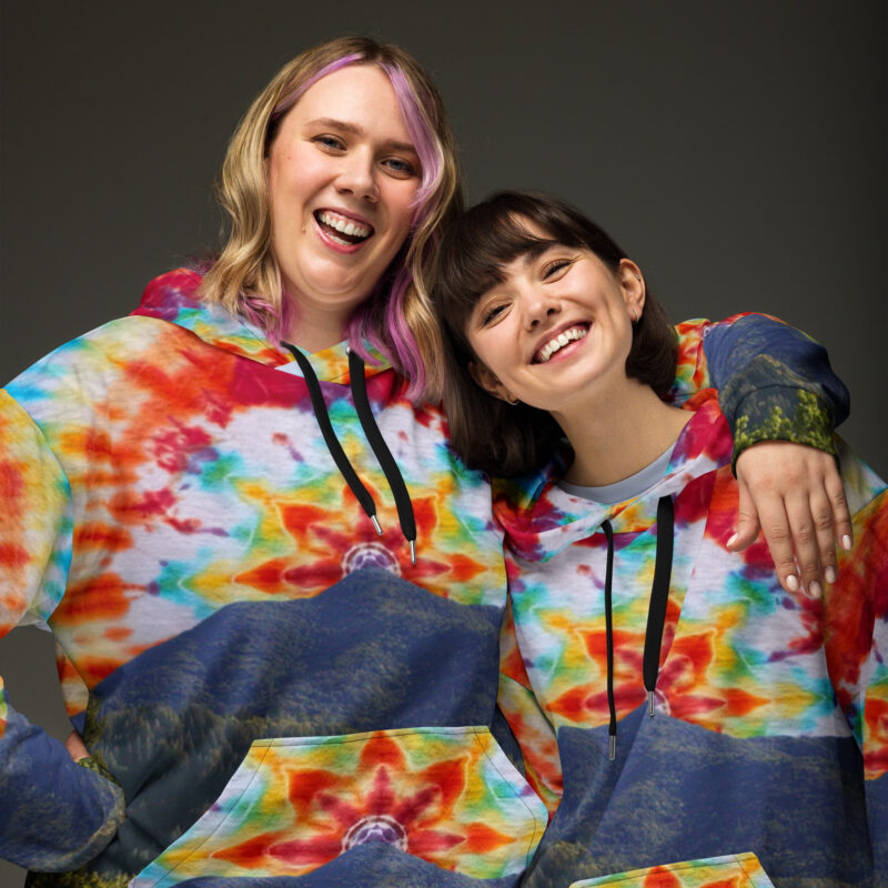 Unisex All-Over Print Hoodie with Pocket Tie-Dye Mt Tamalpais Sky 1