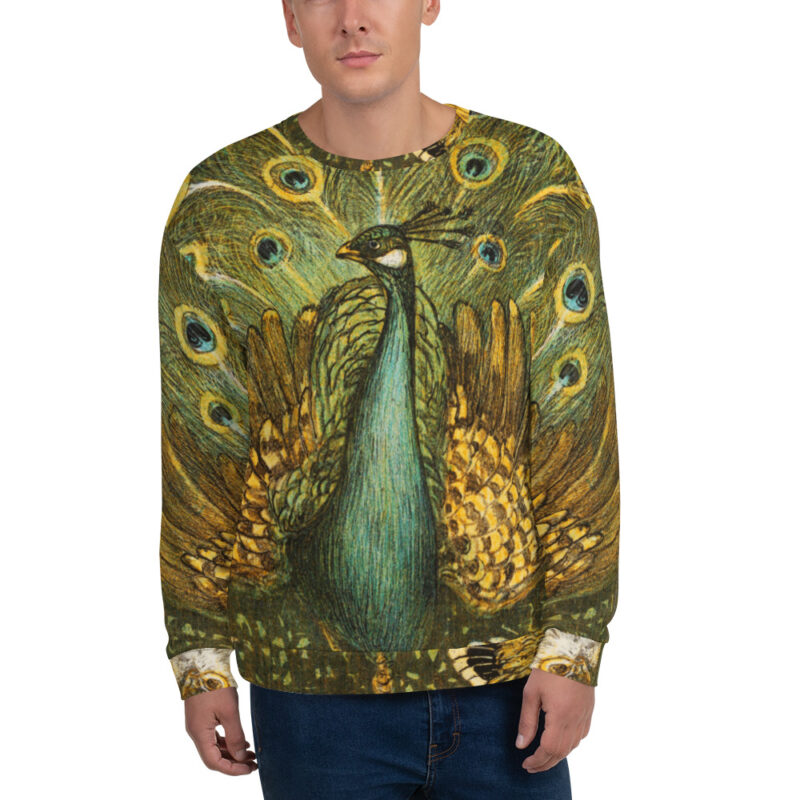 Unisex All-Over Print Long Sleeve Shirt Peacock and Chickens Pauw met kippen, Theo van Hoytema 1878-1910