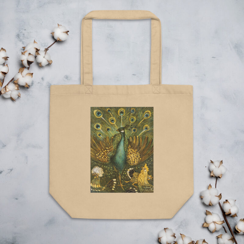 Eco Tote Bag Peacock and Chickens Pauw met kippen, Theo van Hoytema 1878-1910
