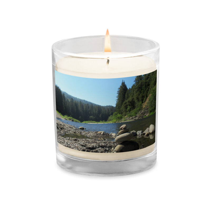 Glass jar soy wax candle Richardson Grove Stacked Stones Humboldt County