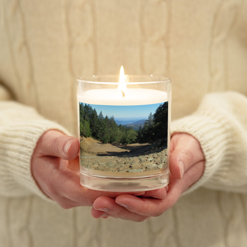 Glass jar soy wax candle Mt Tamalpais Mountain Theater View