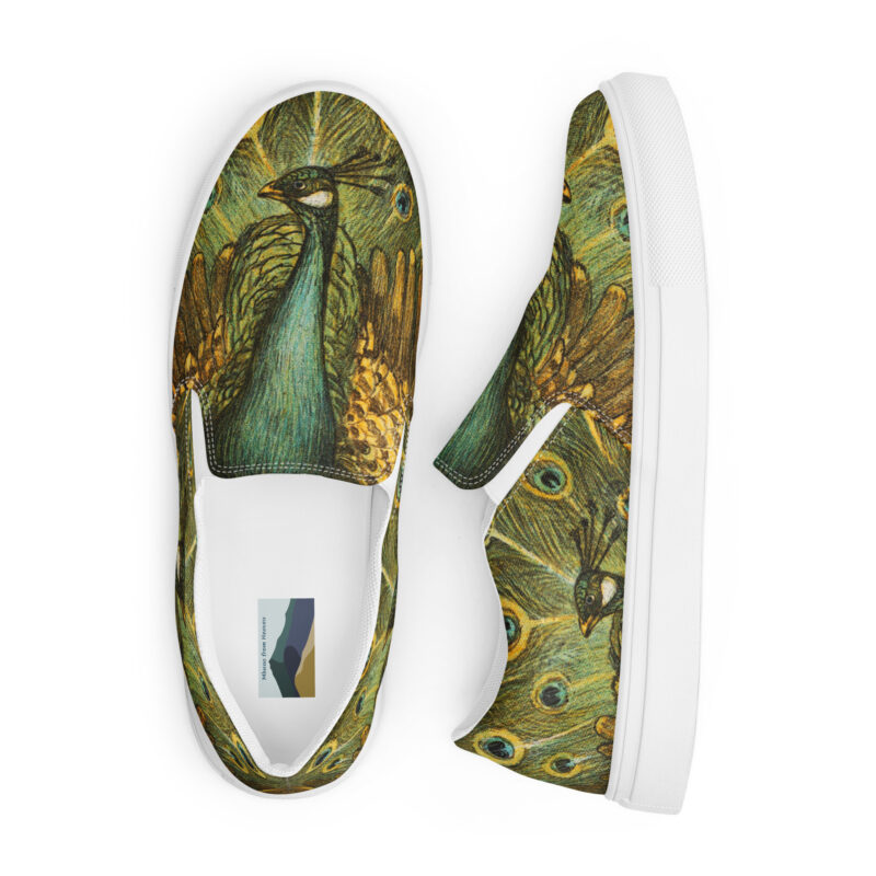 Men’s slip-on canvas shoes Peacock and Chickens Pauw met kippen, Theo van Hoytema 1878-1910