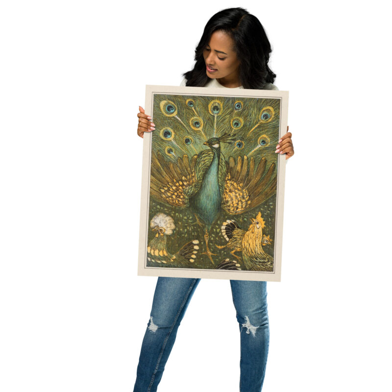 Photo paper poster Peacock and Chickens Pauw met kippen, Theo van Hoytema 1878-1910