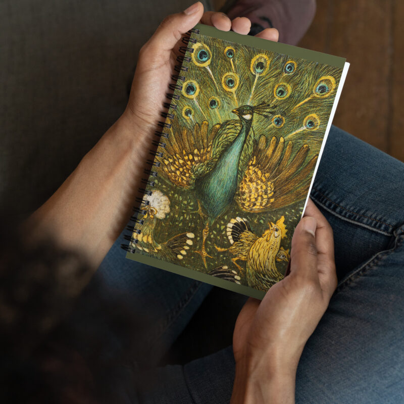 Spiral notebook Peacock and Chickens Pauw met kippen, Theo van Hoytema 1878-1910