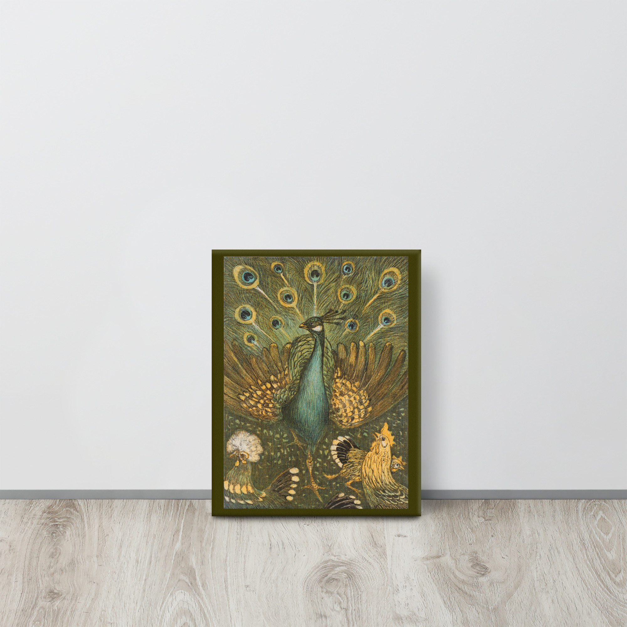 Thin canvas Peacock and Chickens Pauw met kippen, Theo van Hoytema 1878-1910 - Image 4