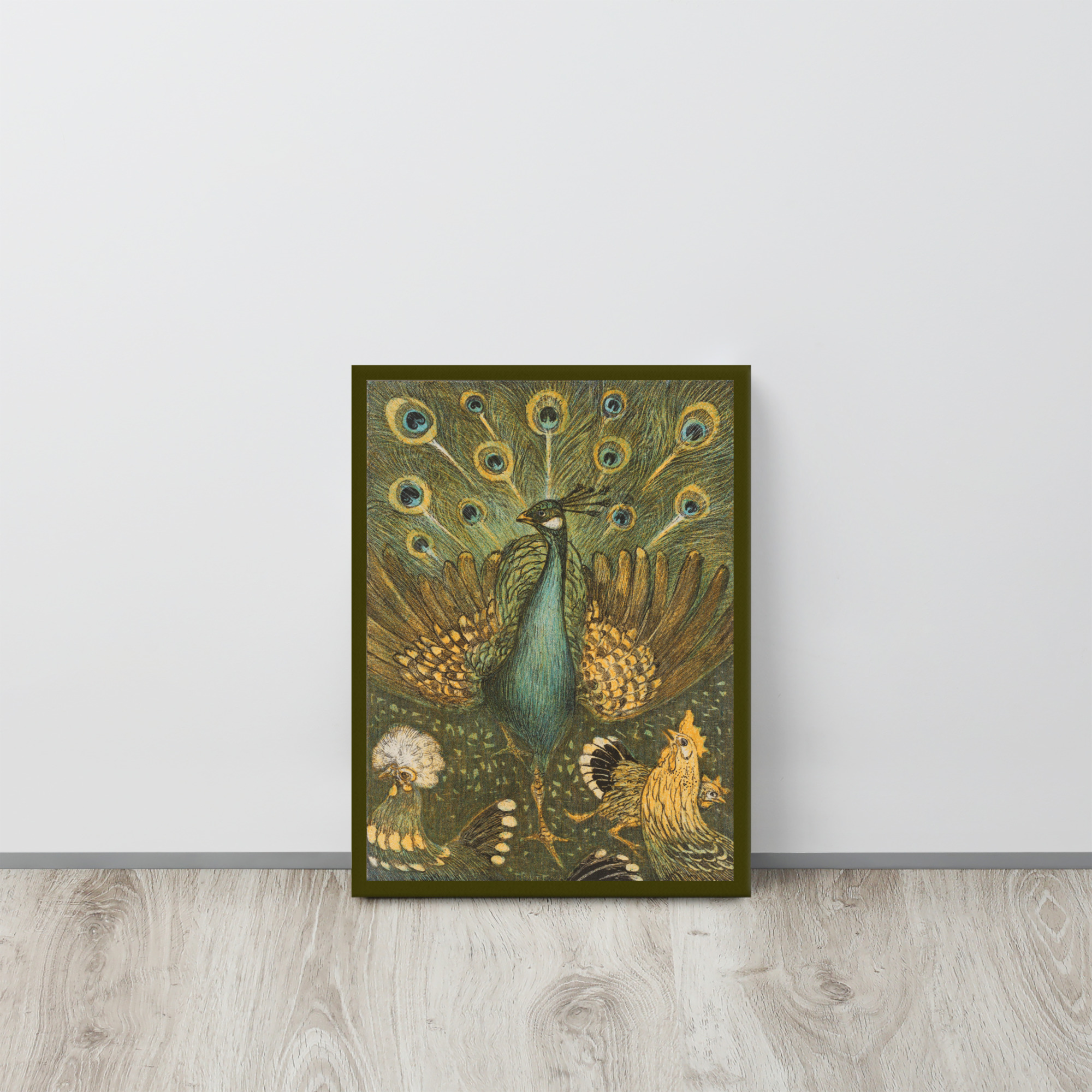 Thin canvas Peacock and Chickens Pauw met kippen, Theo van Hoytema 1878-1910 - Image 2