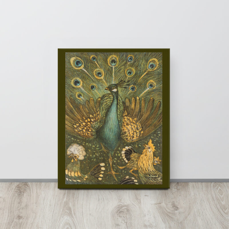 Thin canvas Peacock and Chickens Pauw met kippen, Theo van Hoytema 1878-1910