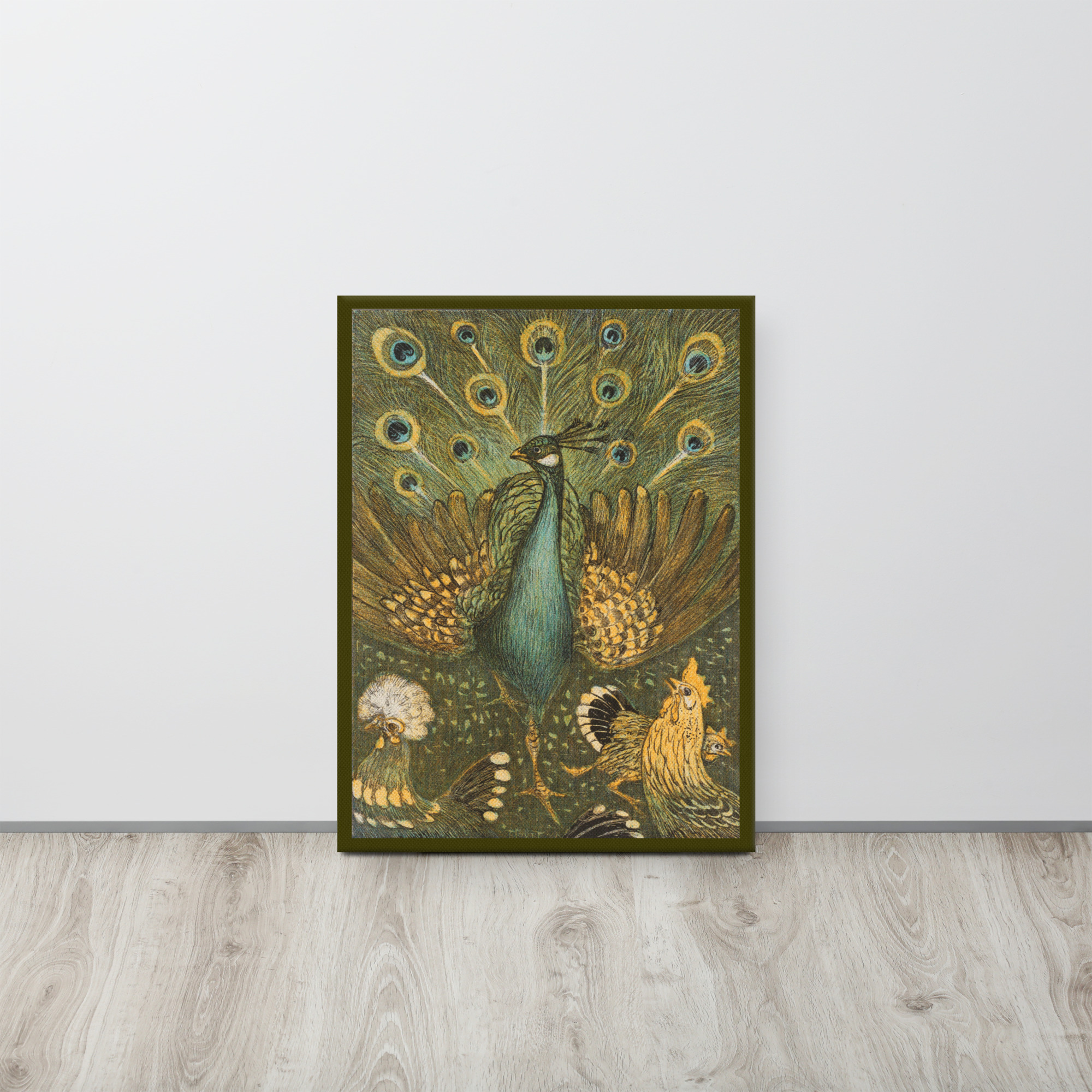 Thin canvas Peacock and Chickens Pauw met kippen, Theo van Hoytema 1878-1910 - Image 3