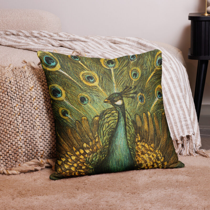 Basic Pillow Peacock and Chickens Pauw met kippen, Theo van Hoytema