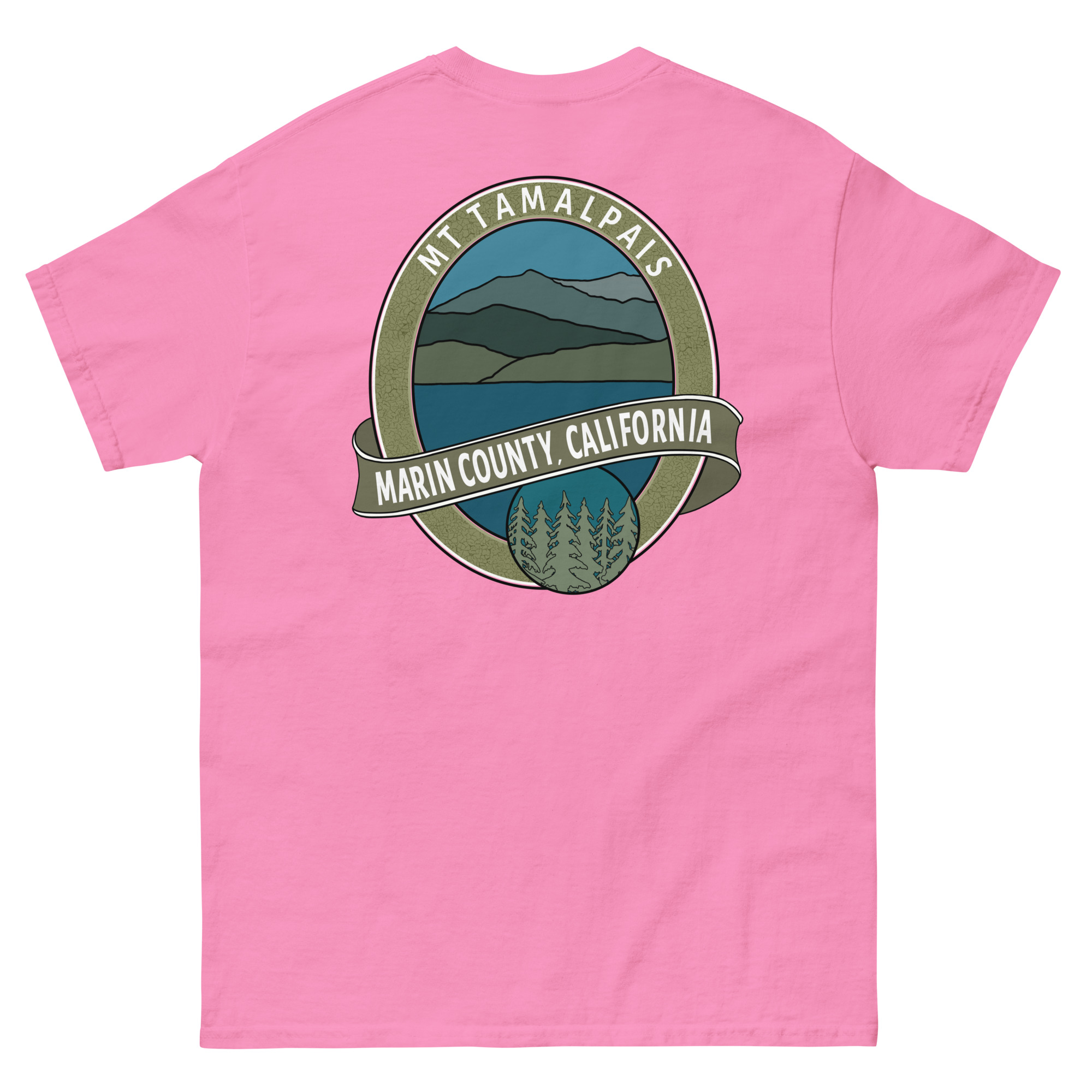 Unisex classic tee Mt Tamalpais Marin County California Oval Souvenir Design on Front Back - Image 17