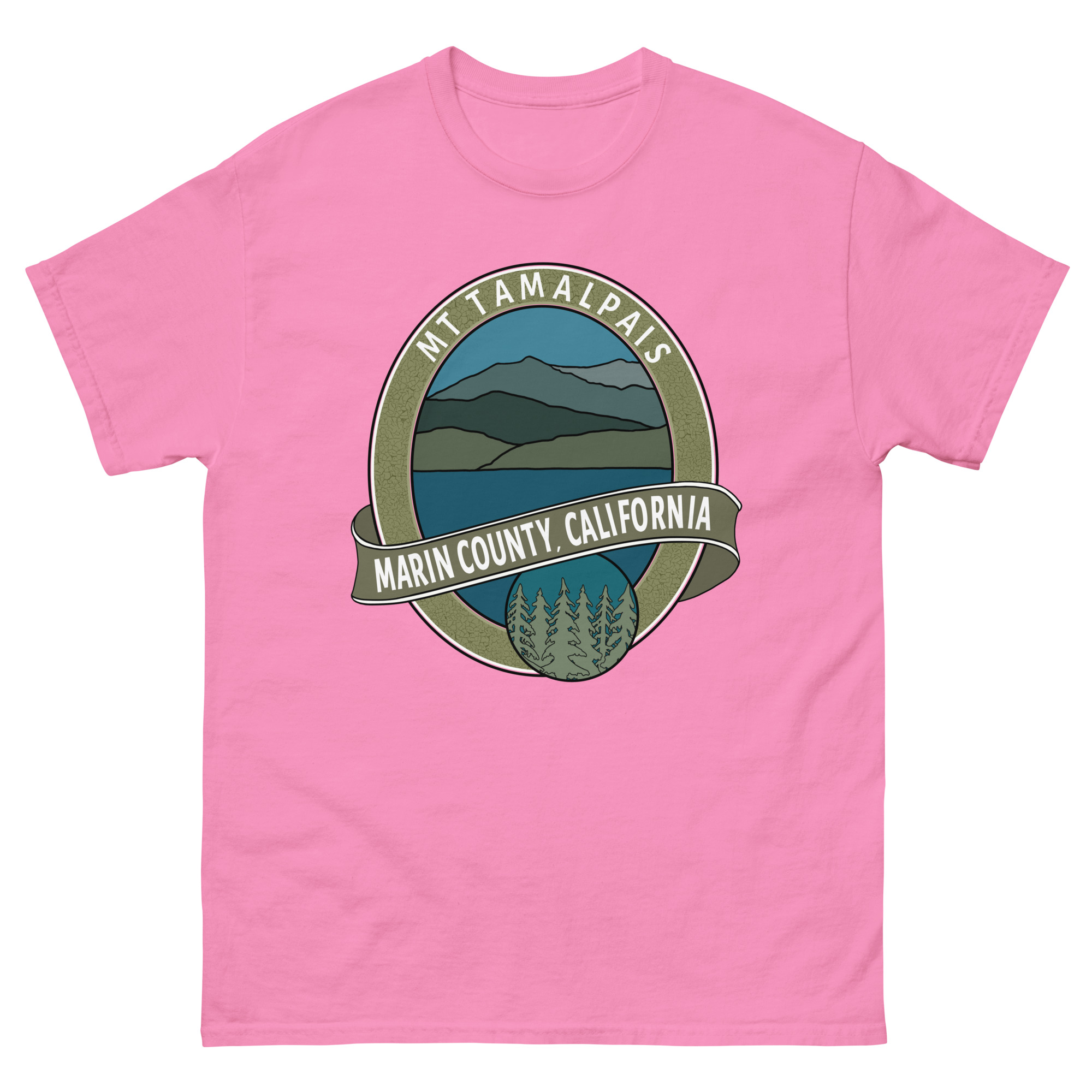 Unisex classic tee Mt Tamalpais Marin County California Oval Souvenir Design on Front Back - Image 16