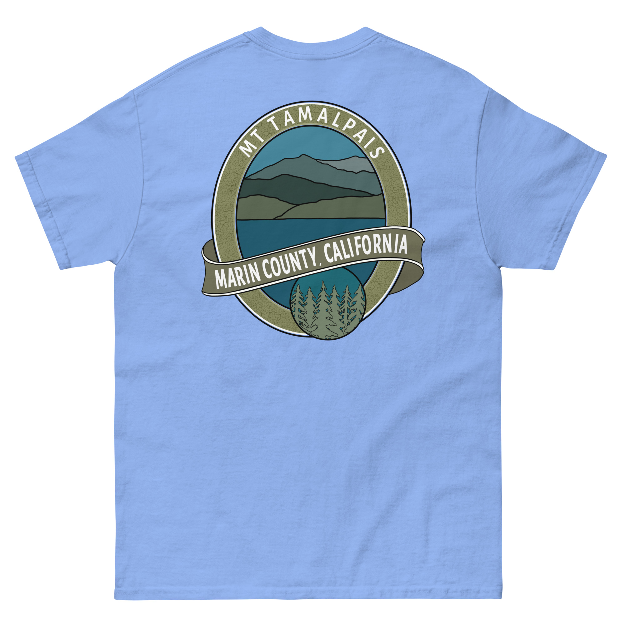 Unisex classic tee Mt Tamalpais Marin County California Oval Souvenir Design on Front Back - Image 19