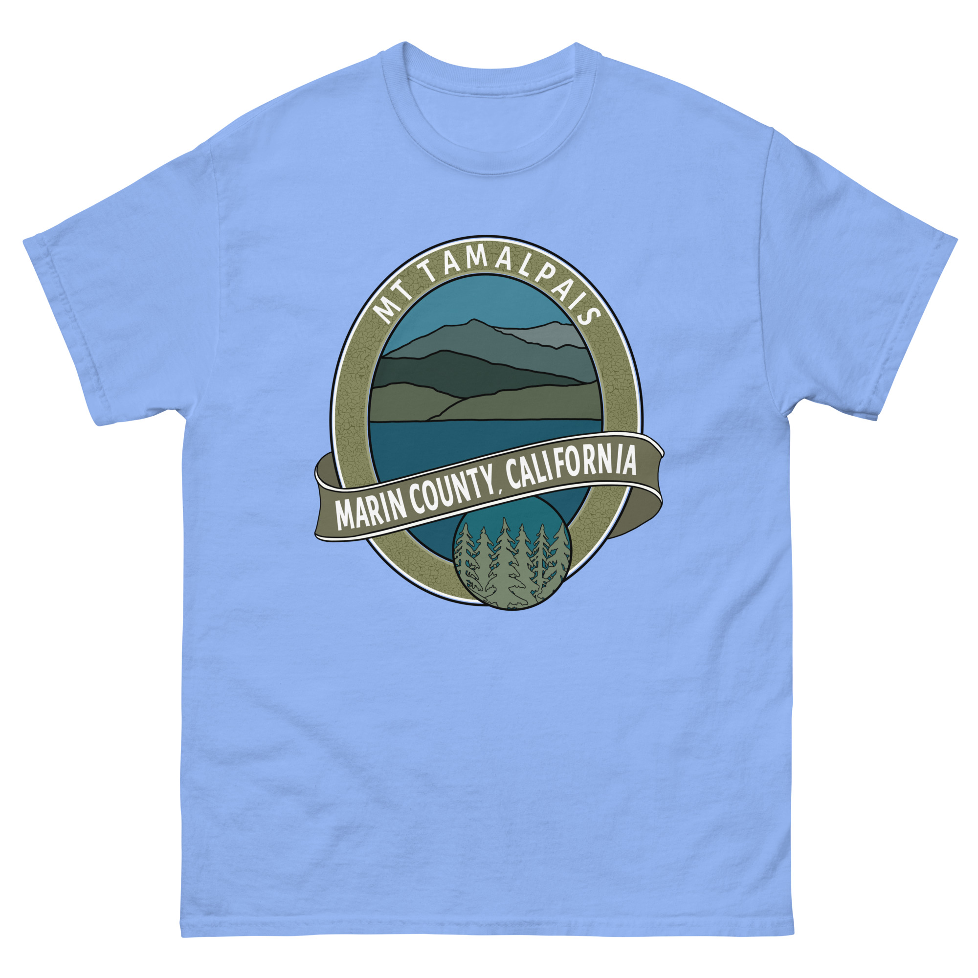 Unisex classic tee Mt Tamalpais Marin County California Oval Souvenir Design on Front Back - Image 18