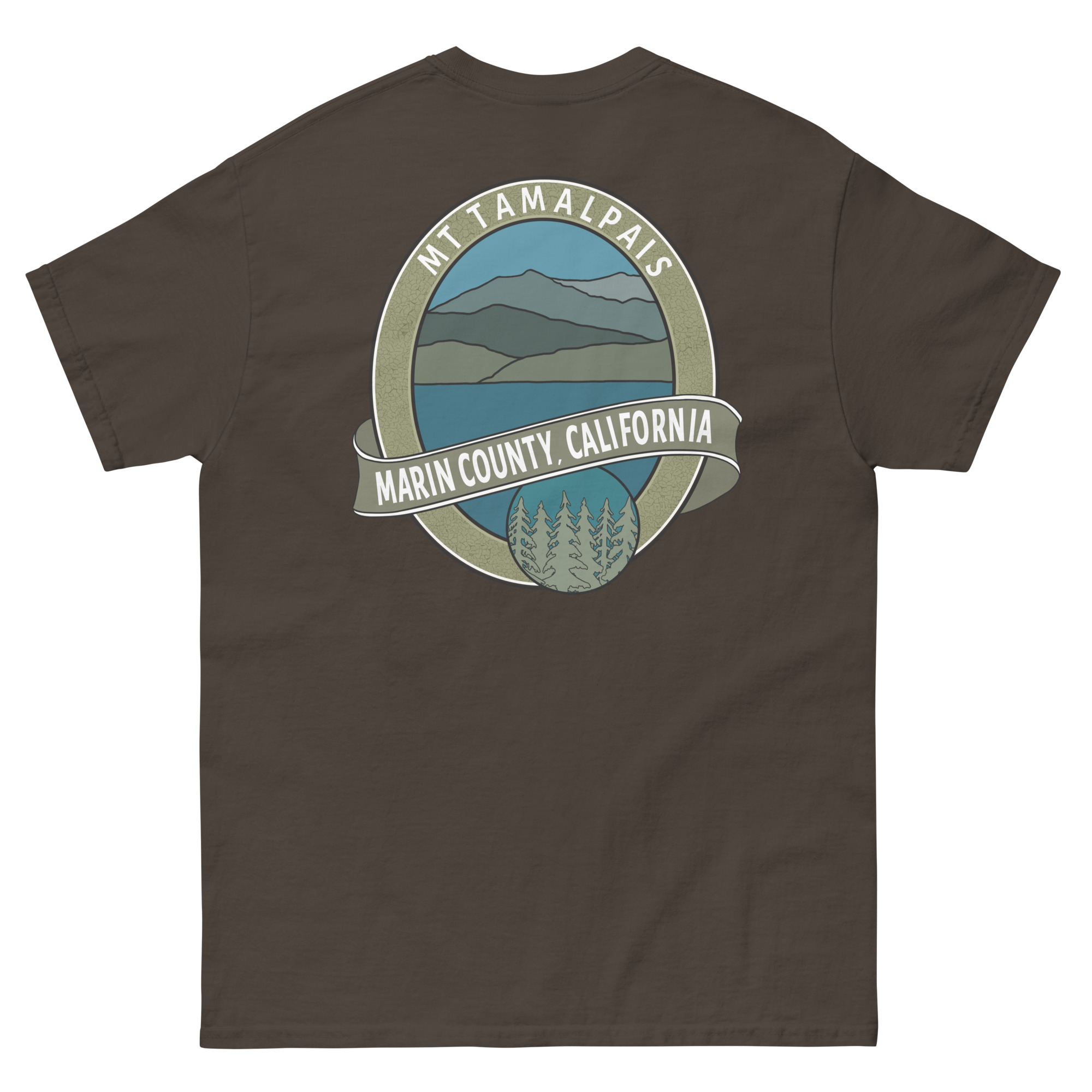 Unisex classic tee Mt Tamalpais Marin County California Oval Souvenir Design on Front Back - Image 9