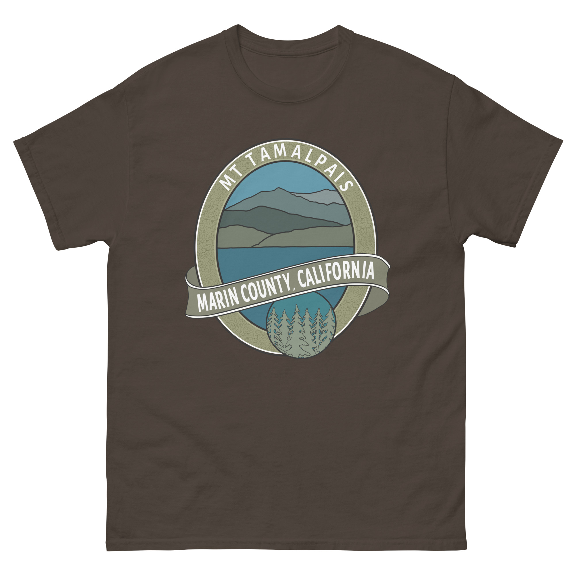 Unisex classic tee Mt Tamalpais Marin County California Oval Souvenir Design on Front Back - Image 8
