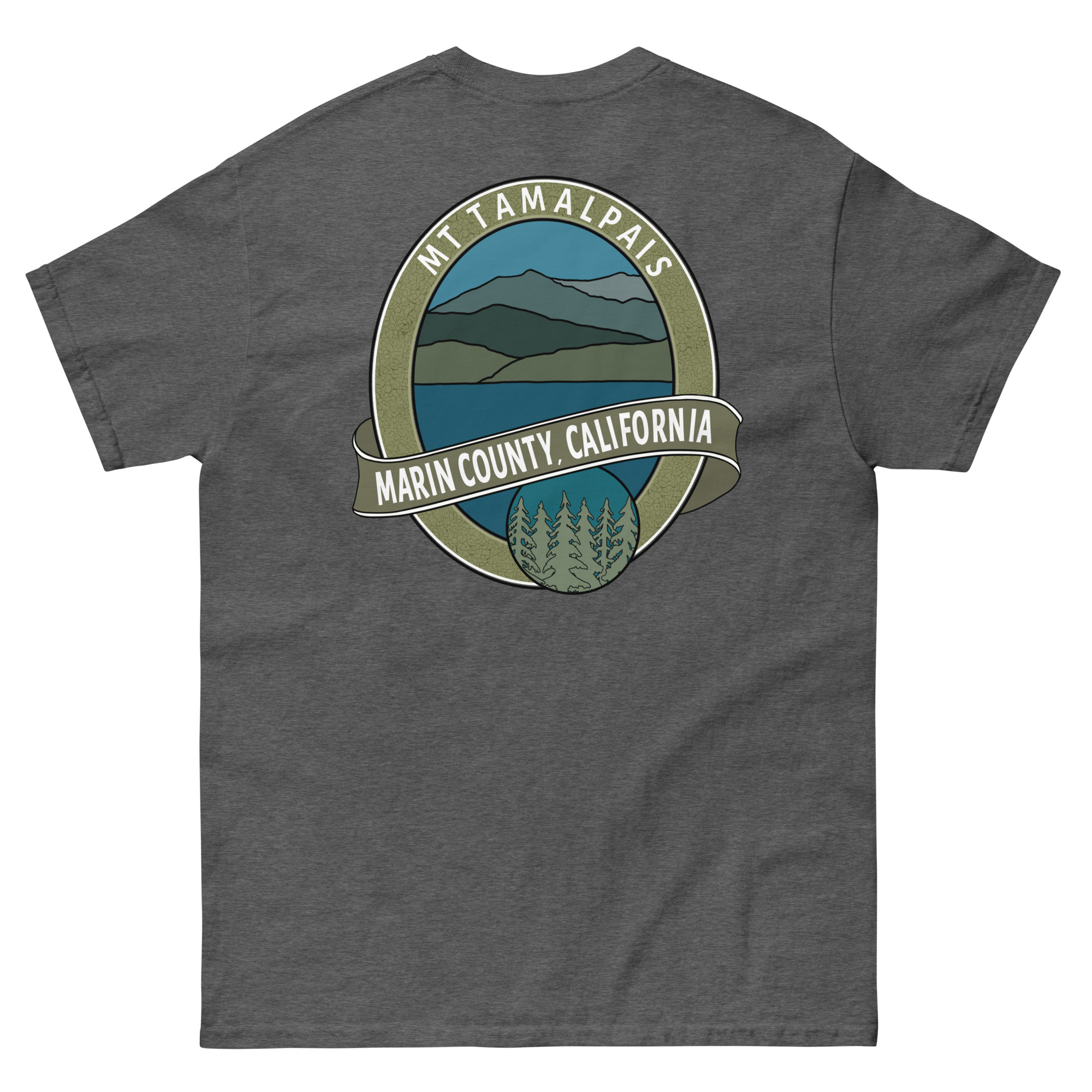 Unisex classic tee Mt Tamalpais Marin County California Oval Souvenir Design on Front Back - Image 11