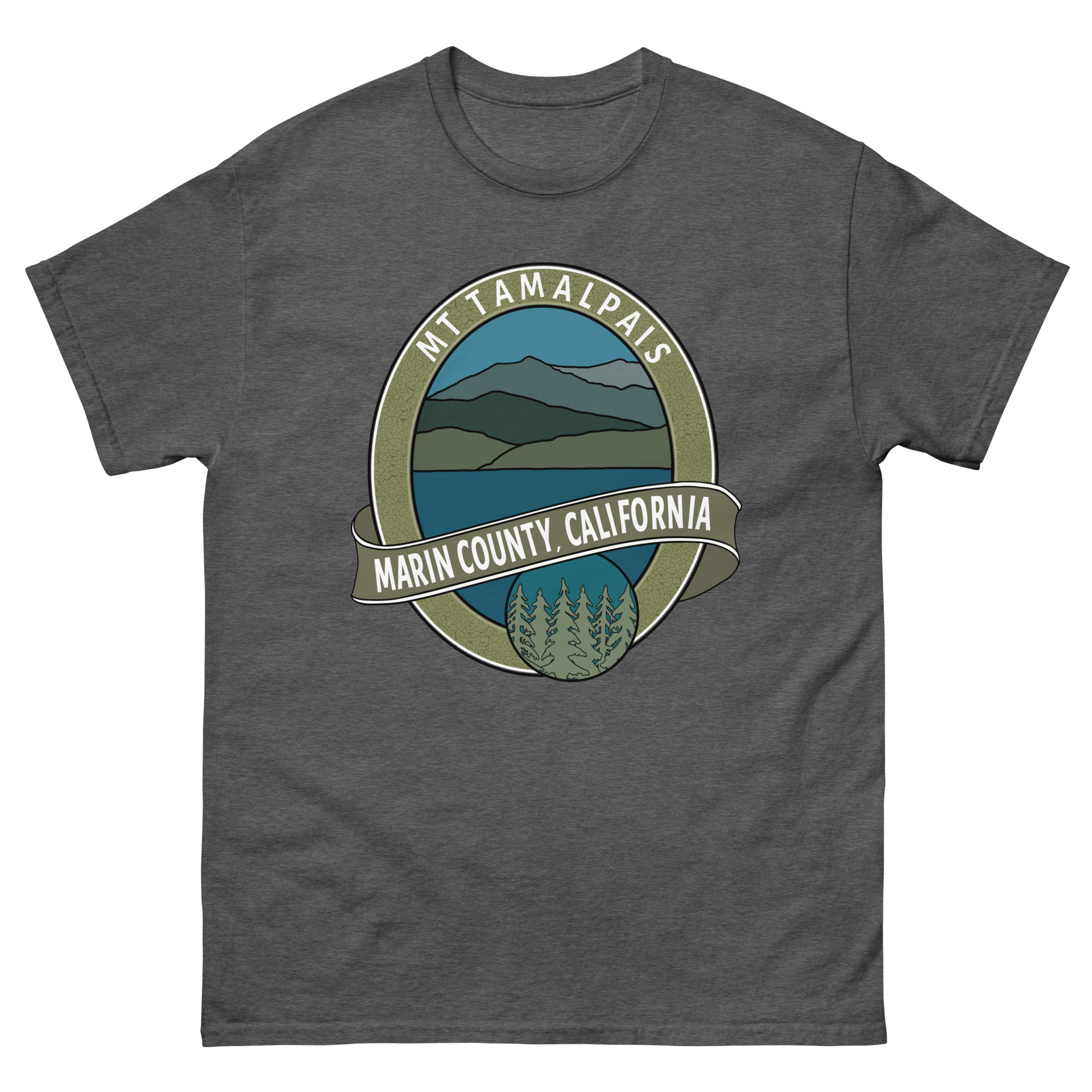 Unisex classic tee Mt Tamalpais Marin County California Oval Souvenir Design on Front Back - Image 10