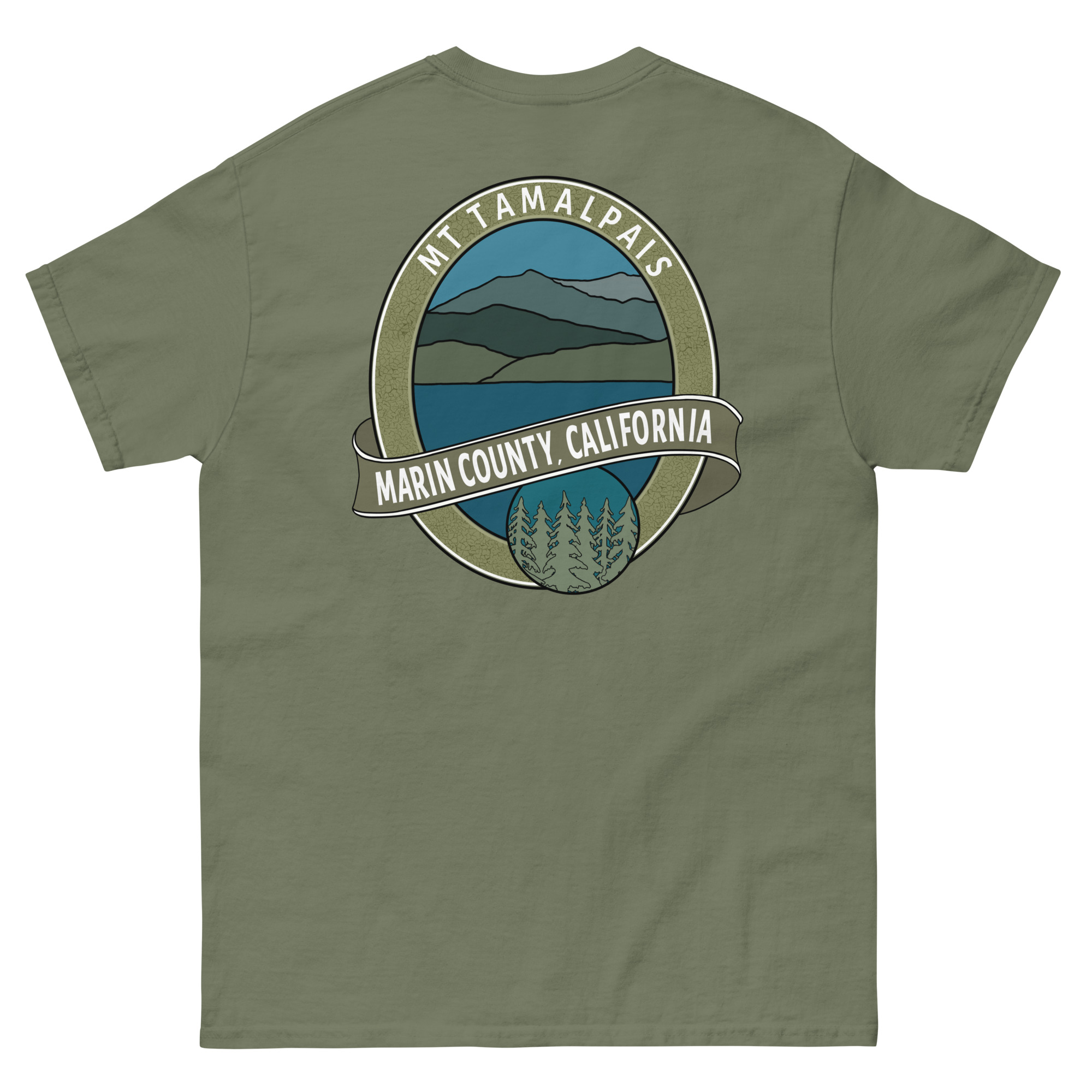 Unisex classic tee Mt Tamalpais Marin County California Oval Souvenir Design on Front Back - Image 12