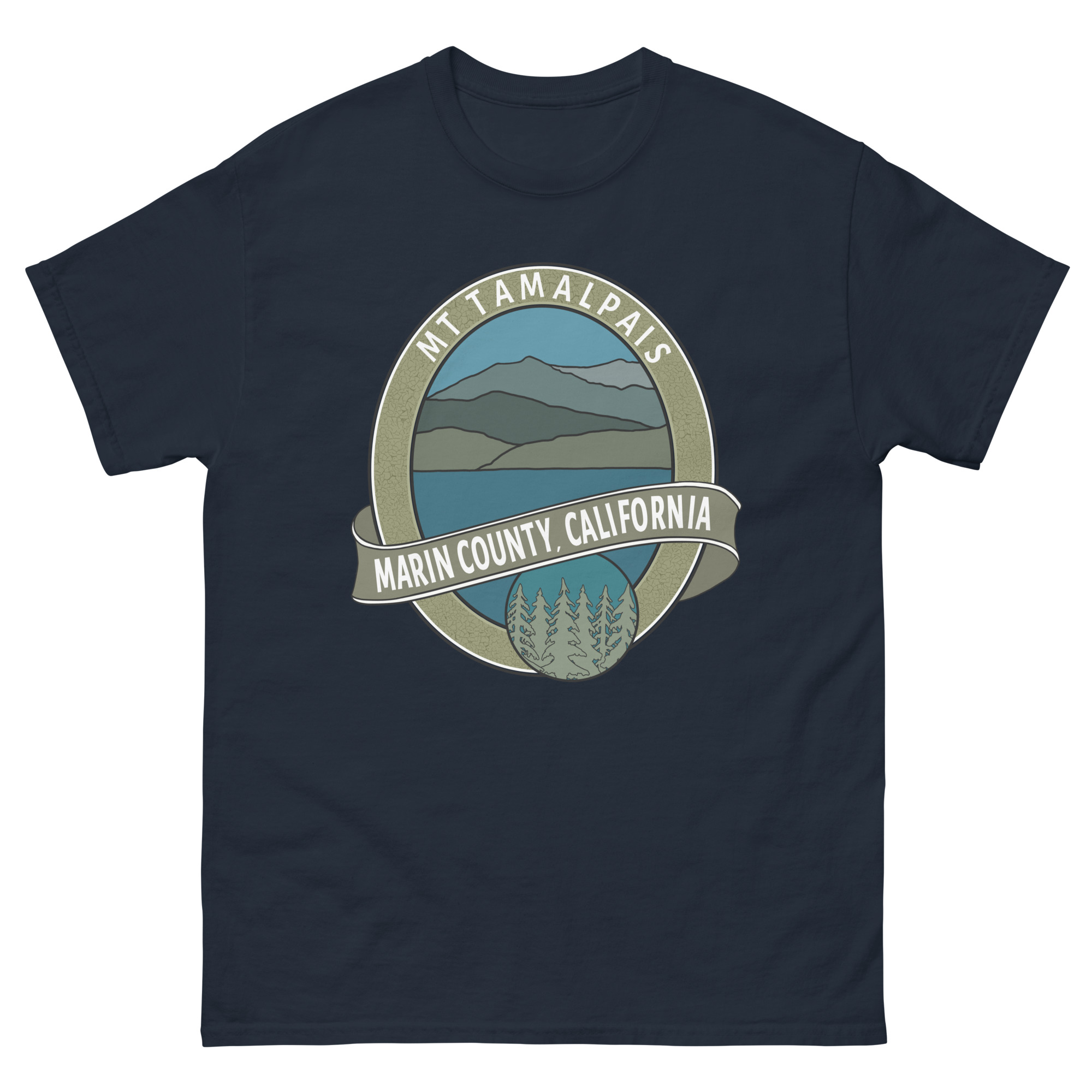 Unisex classic tee Mt Tamalpais Marin County California Oval Souvenir Design on Front Back - Image 6