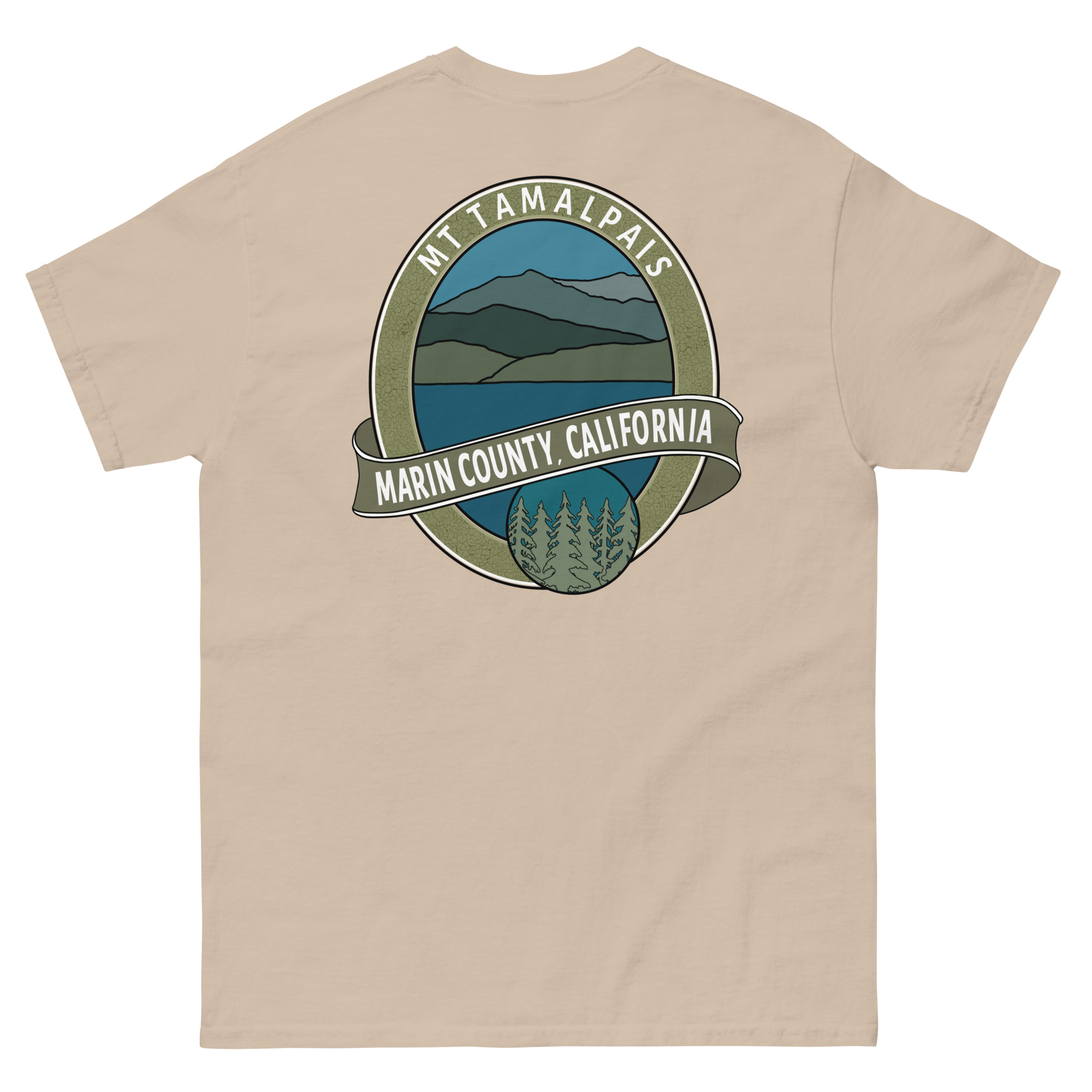 Unisex classic tee Mt Tamalpais Marin County California Oval Souvenir Design on Front Back - Image 23