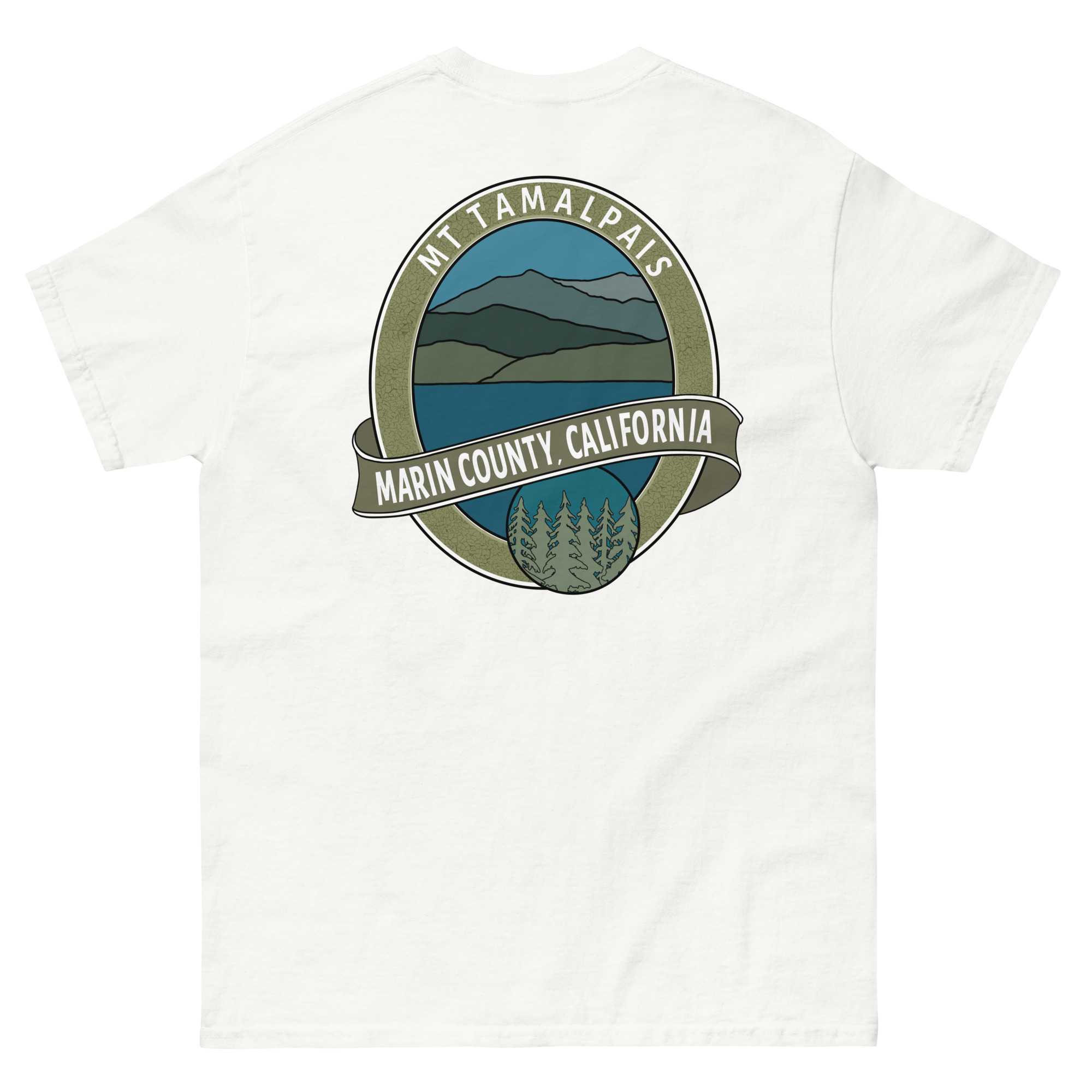Unisex classic tee Mt Tamalpais Marin County California Oval Souvenir Design on Front Back - Image 25