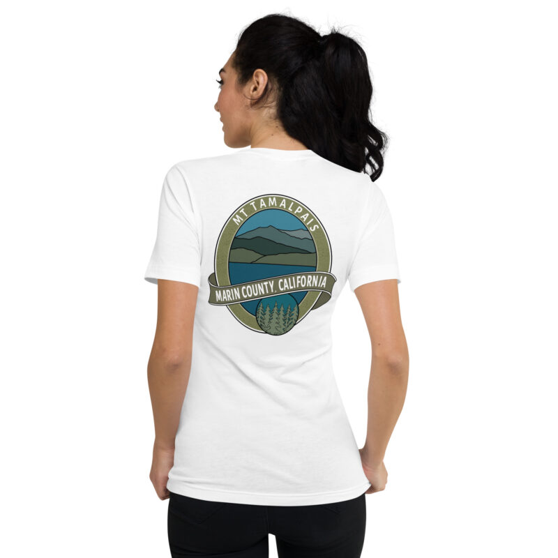 Short Sleeve V-Neck T-Shirt Mt Tamalpais Marin County California Oval Souvenir Design Unisex