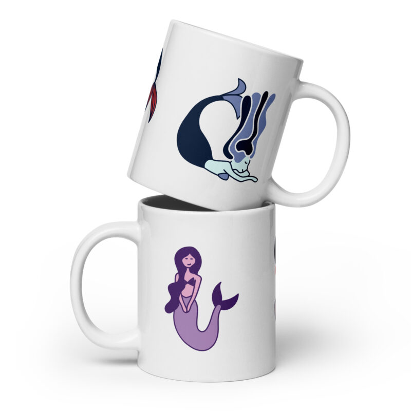 White glossy mug 3 Little Mermaids
