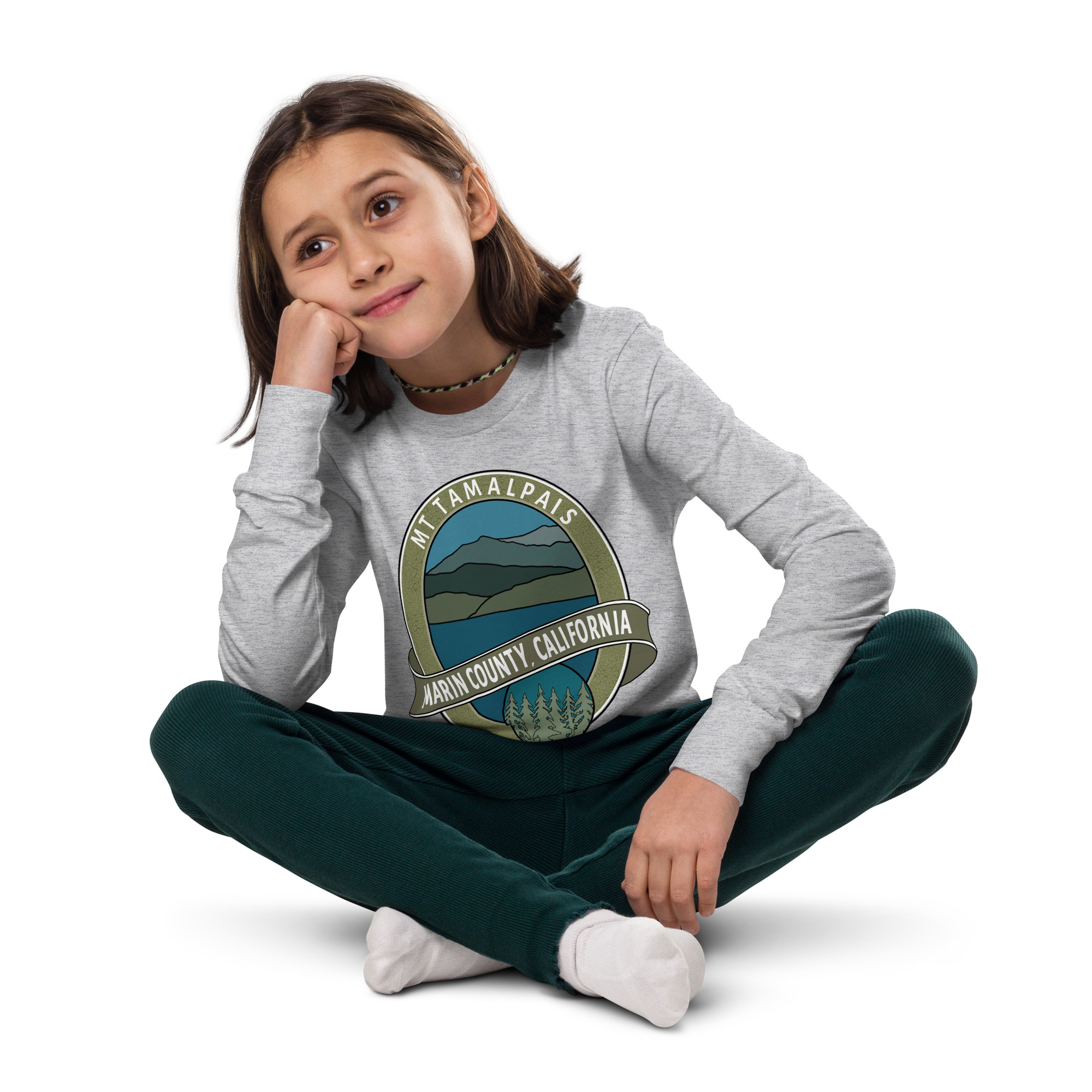 Youth long sleeve tee Mt Tamalpais Marin County California Oval Souvenir Design - Image 6