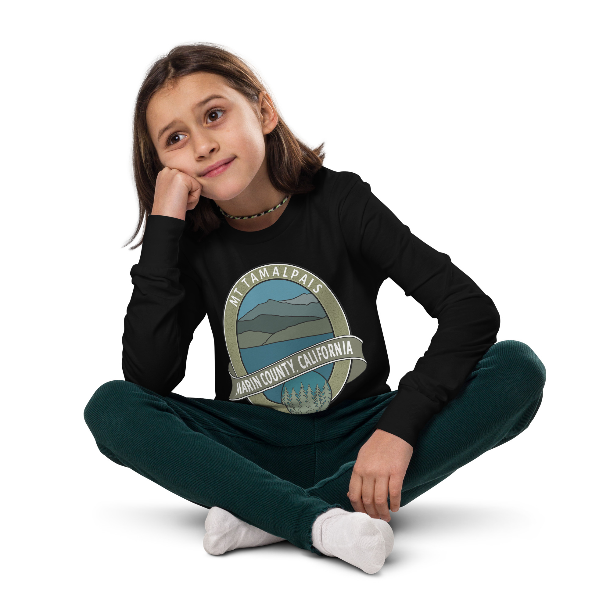 Youth long sleeve tee Mt Tamalpais Marin County California Oval Souvenir Design - Image 3