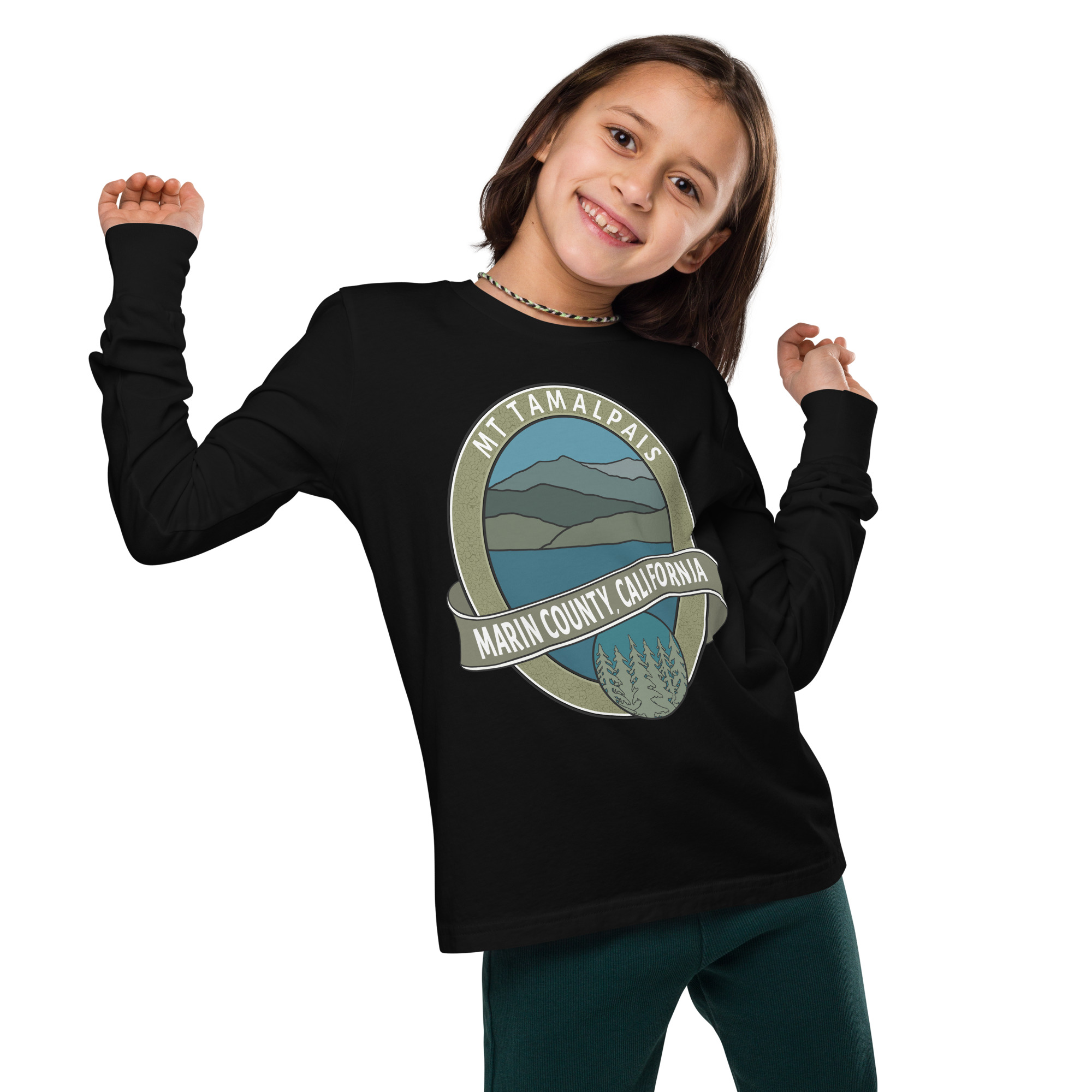 Youth long sleeve tee Mt Tamalpais Marin County California Oval Souvenir Design - Image 2